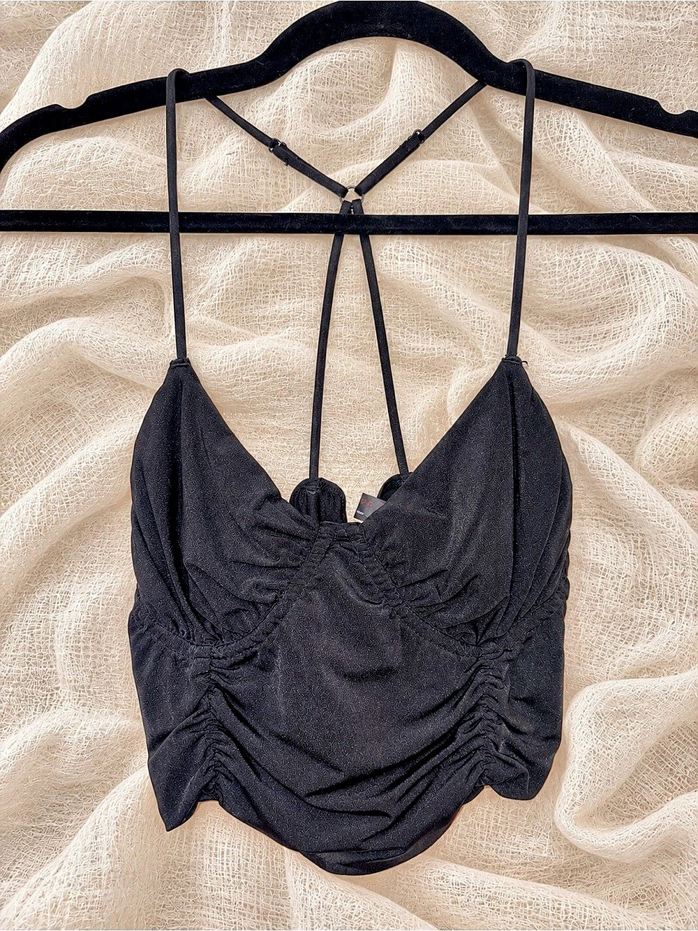 Out From Under by Urban Outfitters Black Ruched Strappy Top | M